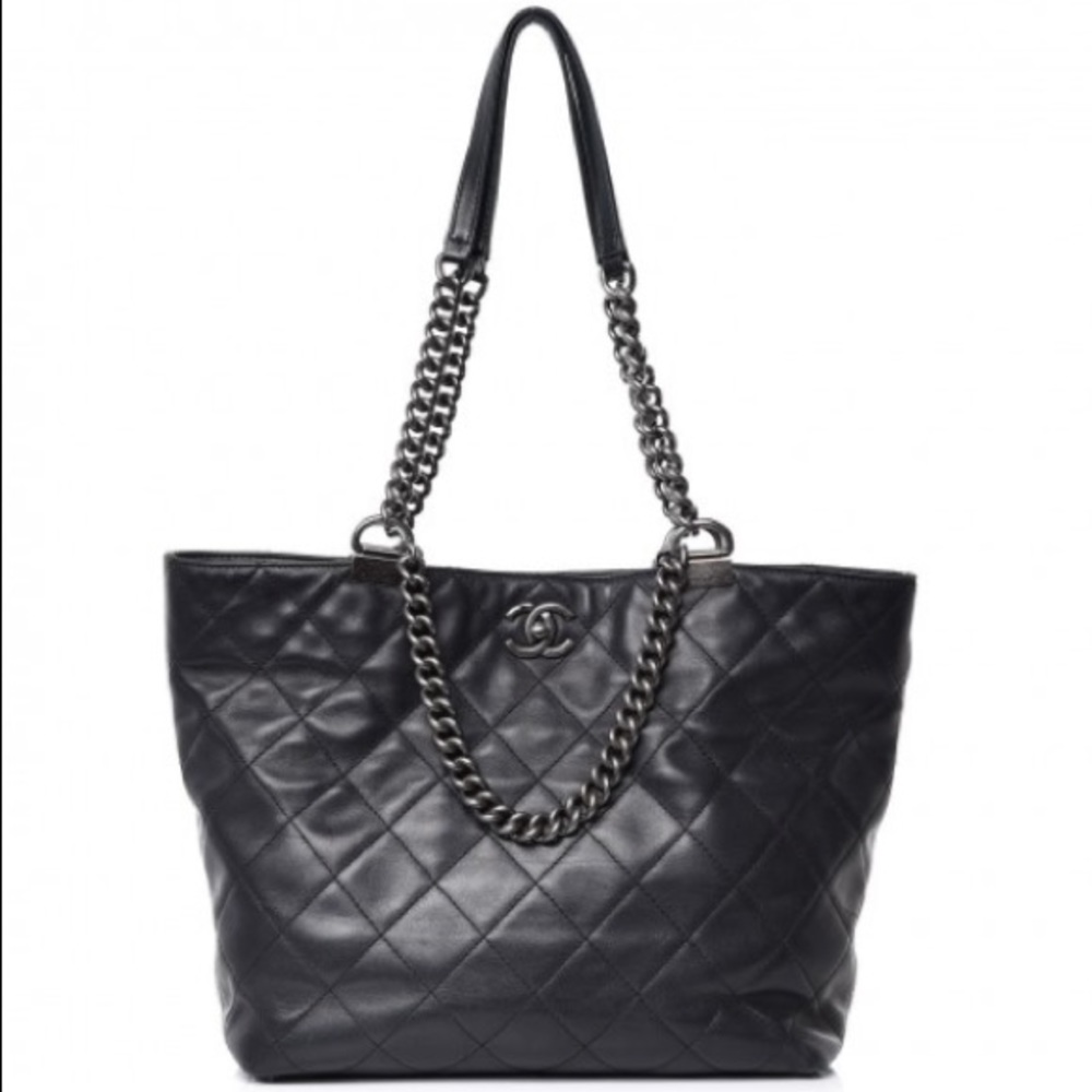 Chanel Calfskin Quilted Large Tote Black